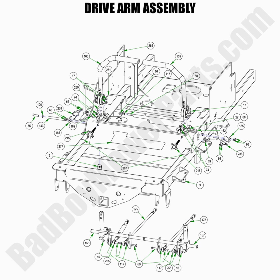 2912 - Bad Boy Mower Parts Lookup > 2022 > Rogue > Drive Arm Assembly